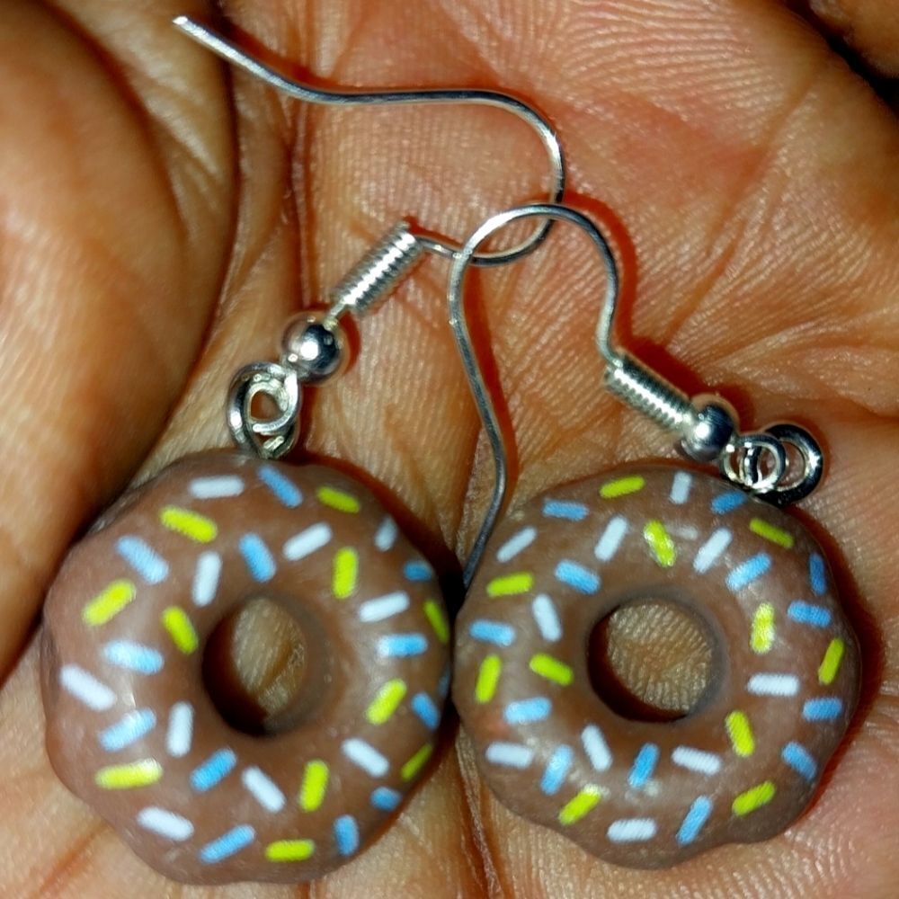 Hand crafted doughnut dangle earrings